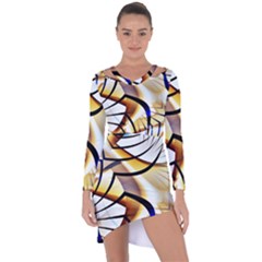 Pattern Fractal Gold Pointed Asymmetric Cut-out Shift Dress