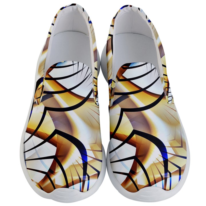 Pattern Fractal Gold Pointed Men s Lightweight Slip Ons