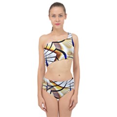 Pattern Fractal Gold Pointed Spliced Up Two Piece Swimsuit by Wegoenart