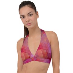 Abstract Background Texture Halter Plunge Bikini Top