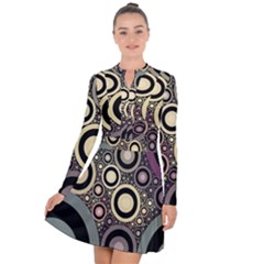 Art Retro Design Vintage Long Sleeve Panel Dress