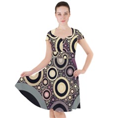 Art Retro Design Vintage Cap Sleeve Midi Dress