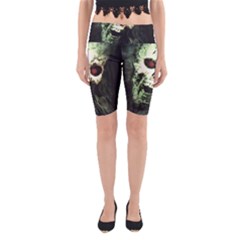 Screaming Skull Human Halloween Yoga Cropped Leggings by Wegoenart