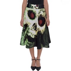 Screaming Skull Human Halloween Perfect Length Midi Skirt by Wegoenart