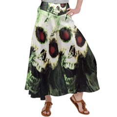 Screaming Skull Human Halloween Satin Palazzo Pants by Wegoenart