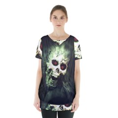 Screaming Skull Human Halloween Skirt Hem Sports Top by Wegoenart