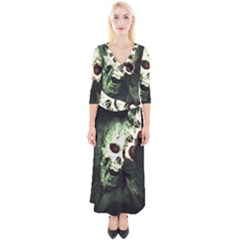 Screaming Skull Human Halloween Quarter Sleeve Wrap Maxi Dress by Wegoenart