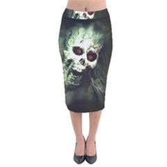 Screaming Skull Human Halloween Velvet Midi Pencil Skirt by Wegoenart