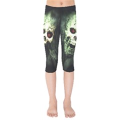 Screaming Skull Human Halloween Kids  Capri Leggings  by Wegoenart