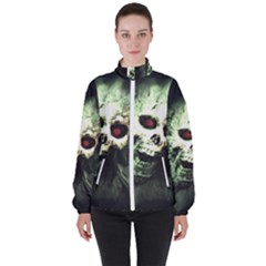 Screaming Skull Human Halloween High Neck Windbreaker (women)