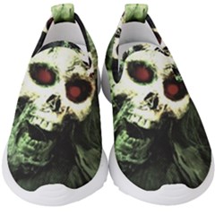 Screaming Skull Human Halloween Kids  Slip On Sneakers by Wegoenart