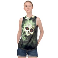 Screaming Skull Human Halloween High Neck Satin Top by Wegoenart