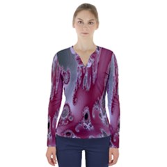 Fractal Gradient Colorful Infinity V-neck Long Sleeve Top by Wegoenart