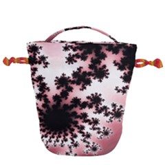 Fractal Pattern Pink Drawstring Bucket Bag