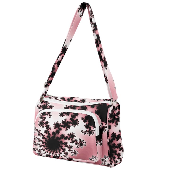 Fractal Pattern Pink Front Pocket Crossbody Bag