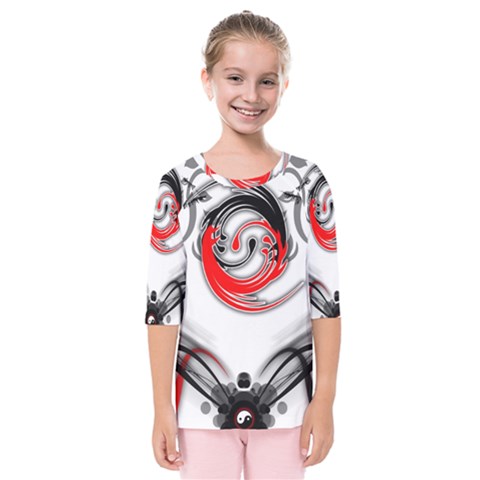 Abstract Fractal Digital Art Kids  Quarter Sleeve Raglan Tee by Wegoenart