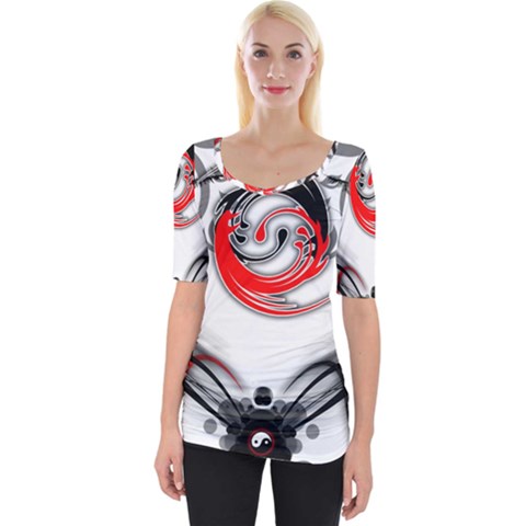 Abstract Fractal Digital Art Wide Neckline Tee by Wegoenart