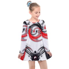 Abstract Fractal Digital Art Kids  Long Sleeve Dress by Wegoenart