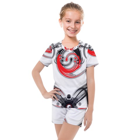 Abstract Fractal Digital Art Kids  Mesh Tee And Shorts Set by Wegoenart