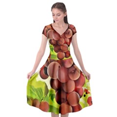 Grape Harvest Nature Figure Rustic Cap Sleeve Wrap Front Dress by Wegoenart