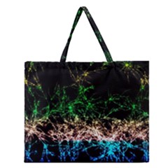 Wallpaper Fractal Lines Abstract Zipper Large Tote Bag