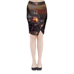 Fractal Mandelbulb 3d Action Midi Wrap Pencil Skirt by Wegoenart