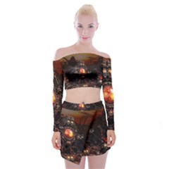 Fractal Mandelbulb 3d Action Off Shoulder Top With Mini Skirt Set by Wegoenart