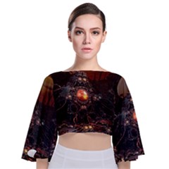 Fractal Mandelbulb 3d Action Tie Back Butterfly Sleeve Chiffon Top by Wegoenart