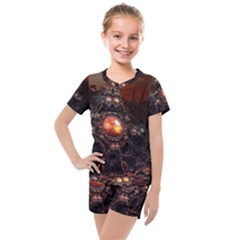 Fractal Mandelbulb 3d Action Kids  Mesh Tee And Shorts Set