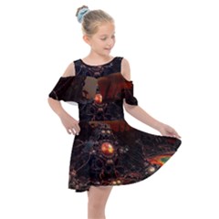 Fractal Mandelbulb 3d Action Kids  Shoulder Cutout Chiffon Dress