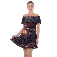 Fractal Mandelbulb 3d Action Off Shoulder Velour Dress