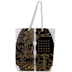 Brain Circuit Board Pcb Computer Full Print Rope Handle Tote (large) by Wegoenart