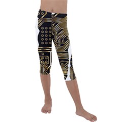 Brain Circuit Board Pcb Computer Kids  Lightweight Velour Capri Leggings  by Wegoenart