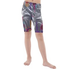 Flora Entwine Fractals Flowers Kids  Mid Length Swim Shorts by Wegoenart