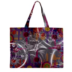 Flora Entwine Fractals Flowers Zipper Mini Tote Bag