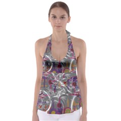 Flora Entwine Fractals Flowers Babydoll Tankini Top by Wegoenart