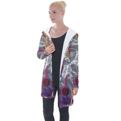 Flora Entwine Fractals Flowers Longline Hooded Cardigan by Wegoenart