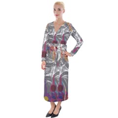 Flora Entwine Fractals Flowers Velvet Maxi Wrap Dress