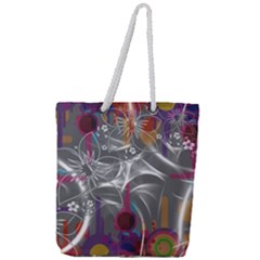 Flora Entwine Fractals Flowers Full Print Rope Handle Tote (large) by Wegoenart