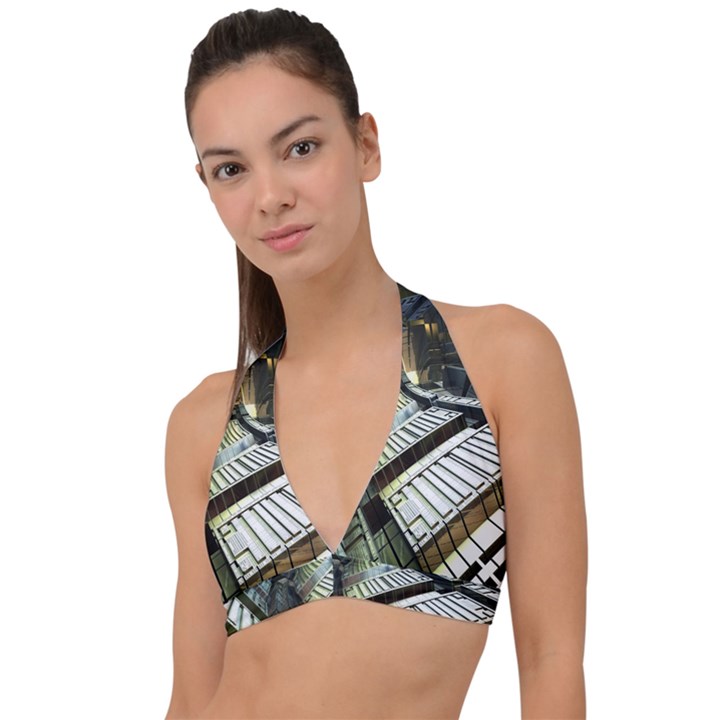 Fractals Fractal Art 3d Halter Plunge Bikini Top