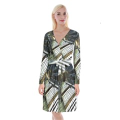 Fractals Fractal Art 3d Long Sleeve Velvet Front Wrap Dress by Wegoenart