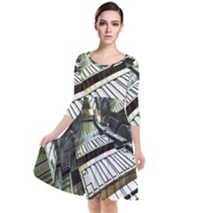 Fractals Fractal Art 3d Quarter Sleeve Waist Band Dress