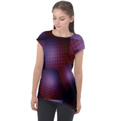 Fractal Rendering Cap Sleeve High Low Top by Wegoenart