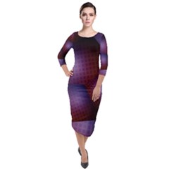 Fractal Rendering Quarter Sleeve Midi Velour Bodycon Dress