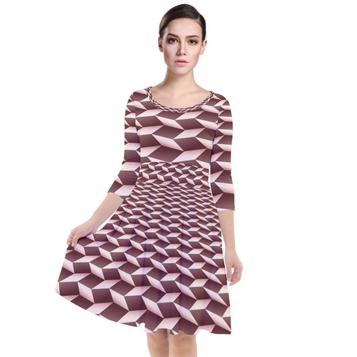 Graphics Geometric Paul Background Quarter Sleeve Waist Band Dress