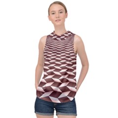 Graphics Geometric Paul Background High Neck Satin Top