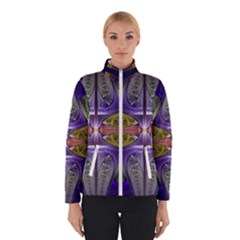 Fractal Blue Tin Pattern Texture Winter Jacket by Wegoenart