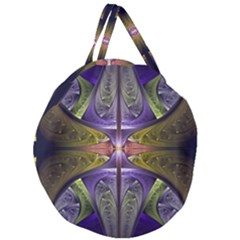 Fractal Blue Tin Pattern Texture Giant Round Zipper Tote by Wegoenart