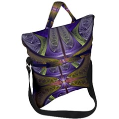 Fractal Blue Tin Pattern Texture Fold Over Handle Tote Bag