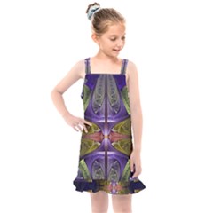 Fractal Blue Tin Pattern Texture Kids  Overall Dress